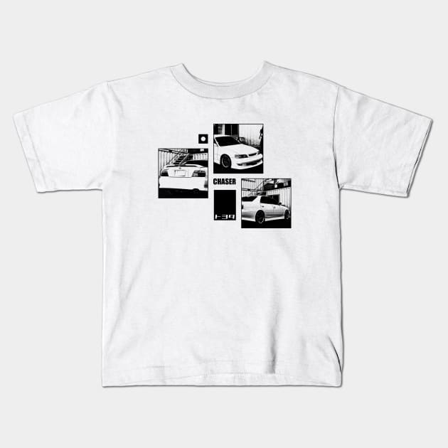 TOYOTA CHASER JZX100 Black 'N White Archive Kids T-Shirt by Cero